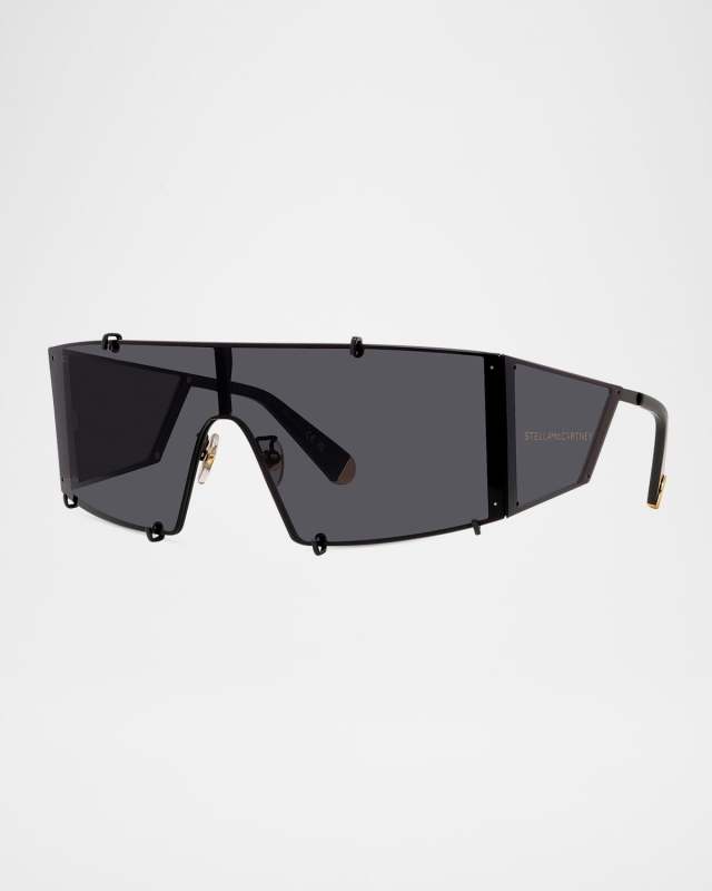 Rectangle Metal & Nylon Shield Sunglasses